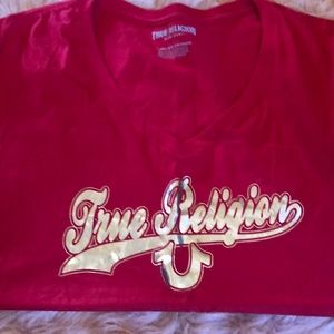 NWT - True Religion Script V Neck T-Shirt / Sz: L